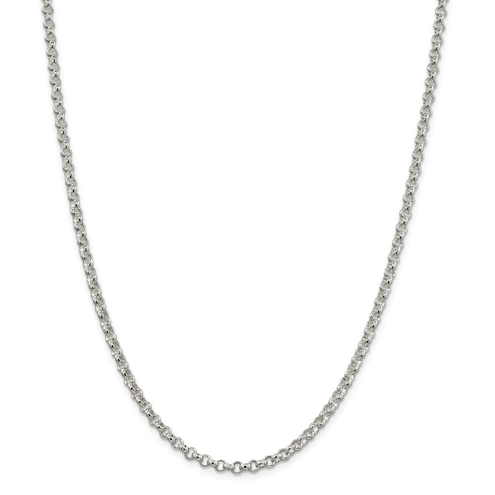 Alternate view of the 4mm, Sterling Silver Solid Rolo Chain Necklace by The Black Bow Jewelry Co.