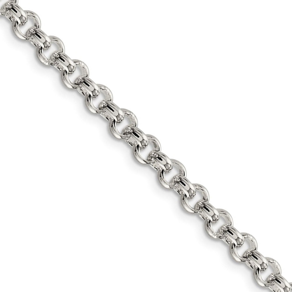 Men&#39;s 5mm, Sterling Silver Solid Rolo Chain Necklace