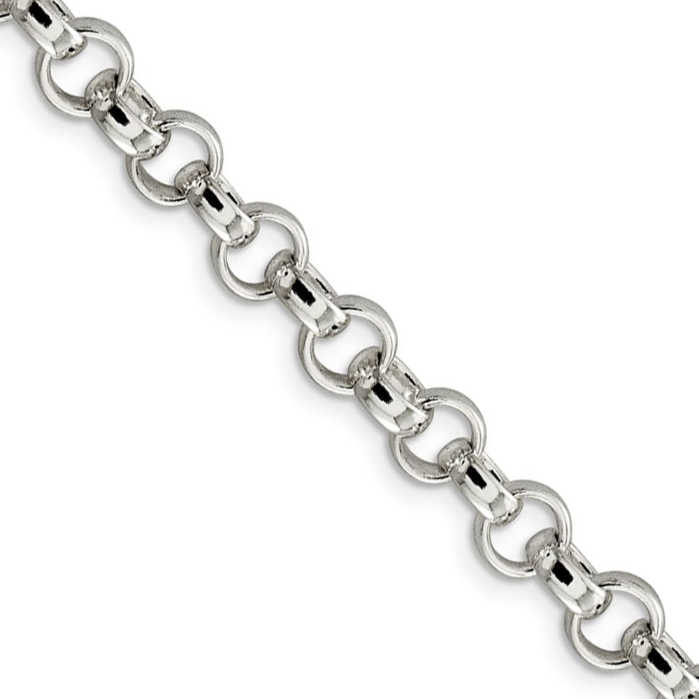 6.75mm Sterling Silver Solid Belcher (Rolo) Chain Bracelet, Item C8904-B by The Black Bow Jewelry Co.