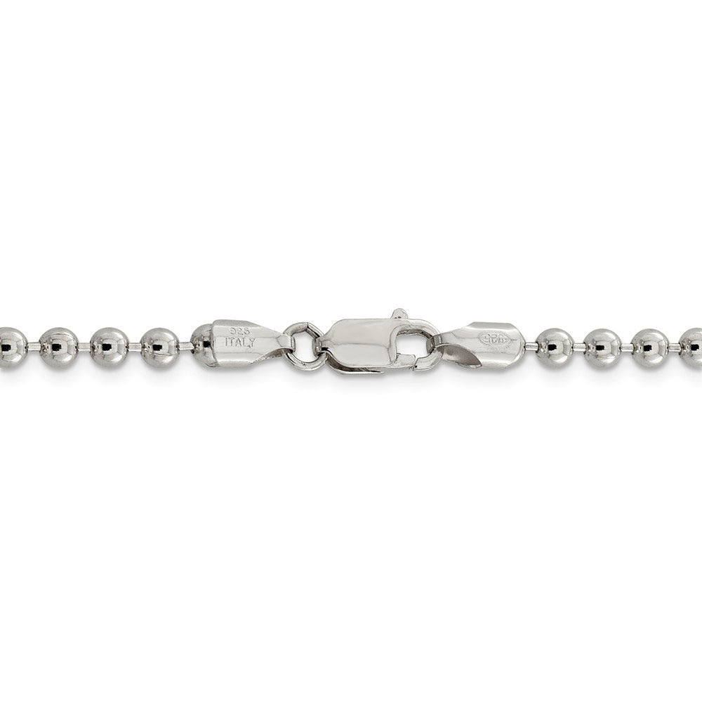 Alternate view of the Men&#39;s 5mm, Sterling Silver Fancy Hollow Beaded Chain Necklace by The Black Bow Jewelry Co.