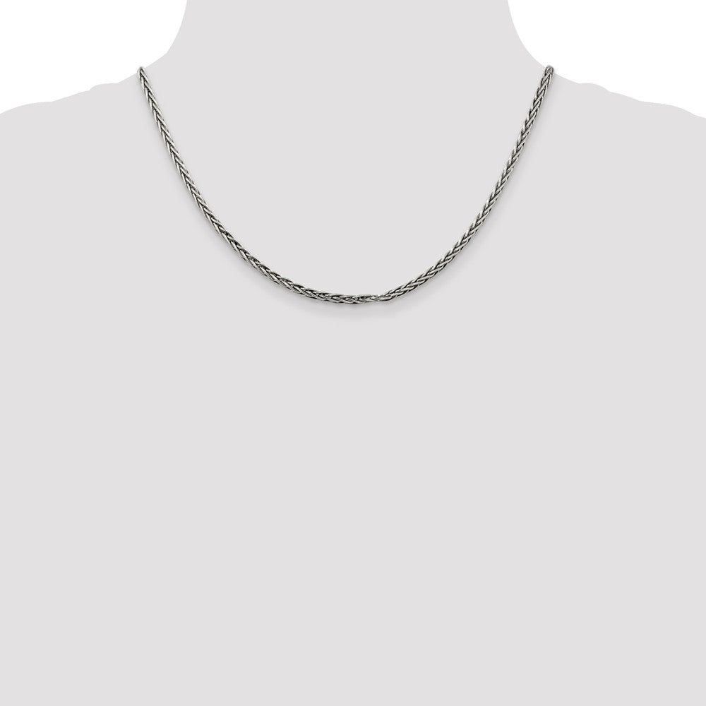 Alternate view of the 3.25mm, Sterling Silver Antiqued Solid Spiga Chain Necklace by The Black Bow Jewelry Co.