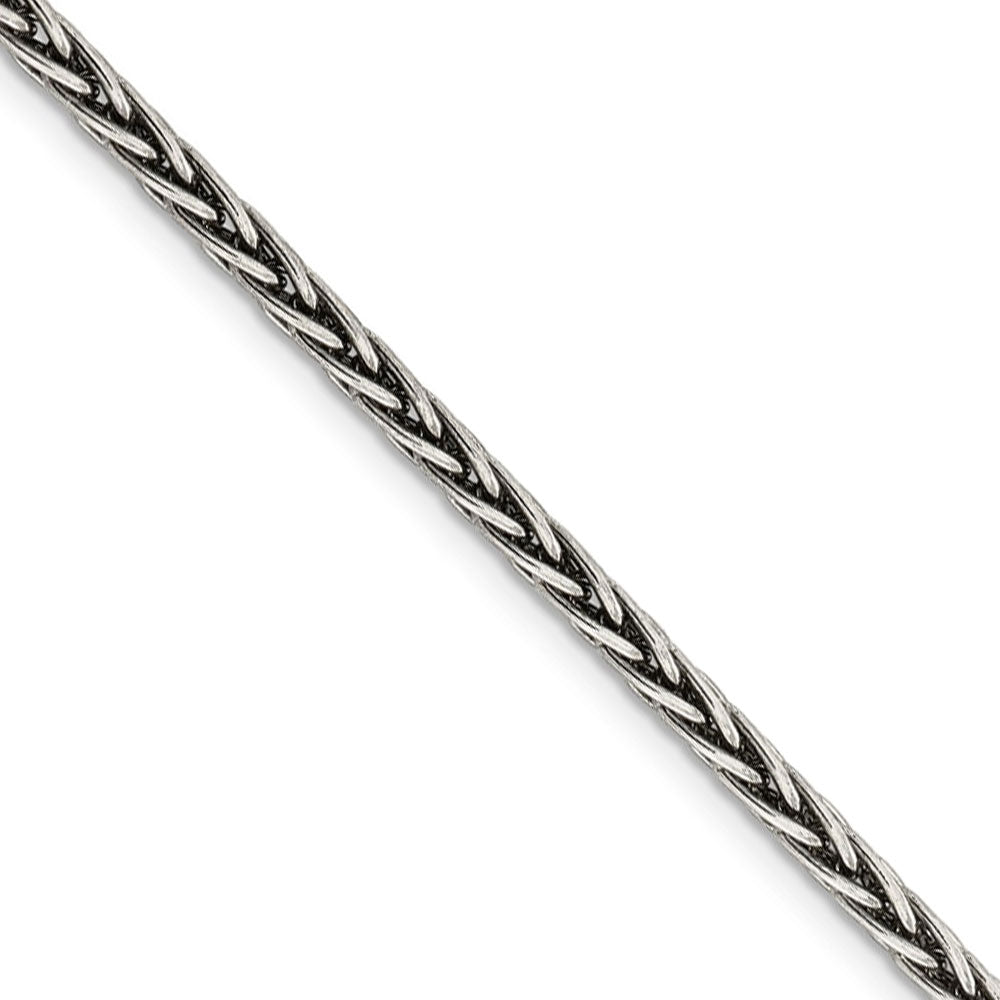3.25mm, Sterling Silver Antiqued Solid Spiga Chain Necklace