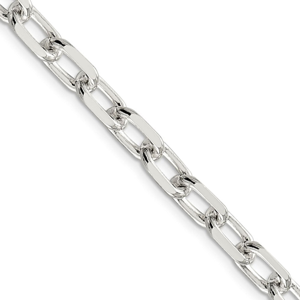 Men&#39;s 7.5mm Sterling Silver D/C Solid Elongated Cable Chain Necklace, Item C8922 by The Black Bow Jewelry Co.