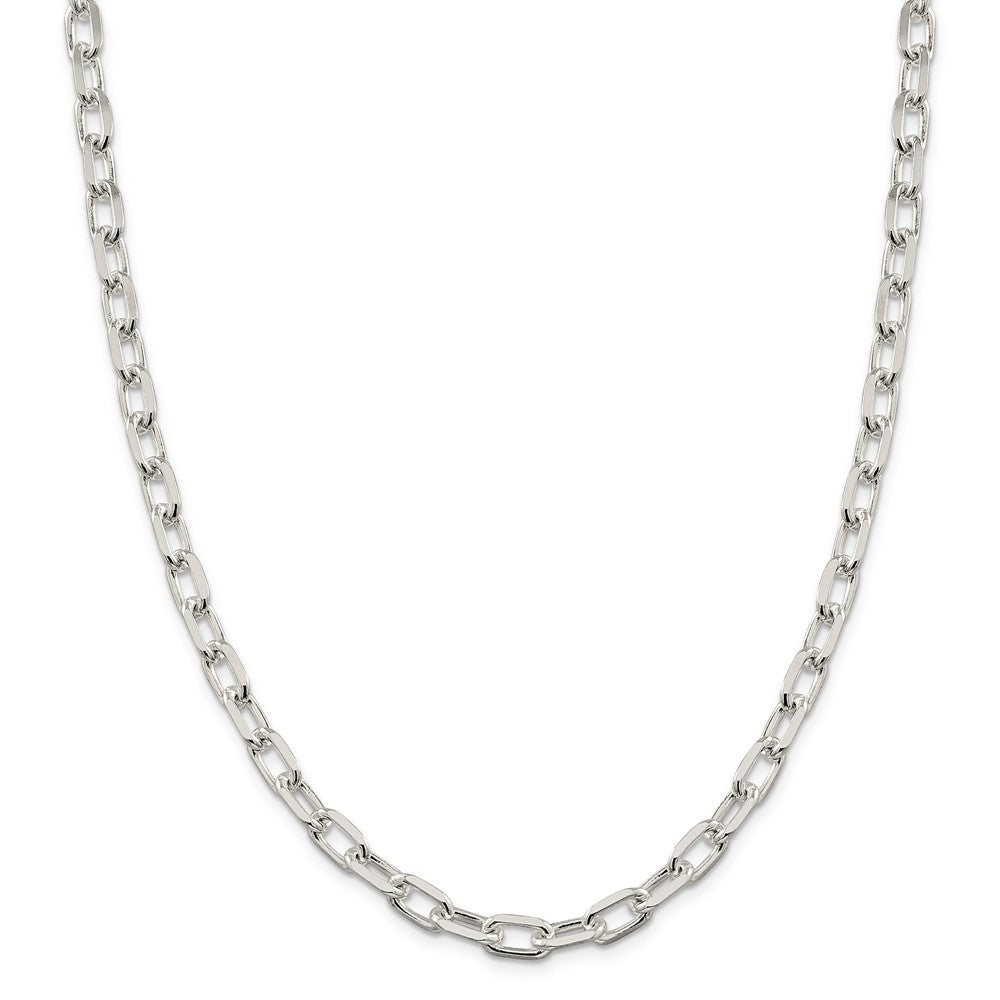 Alternate view of the Men&#39;s 7.5mm Sterling Silver D/C Solid Elongated Cable Chain Necklace by The Black Bow Jewelry Co.