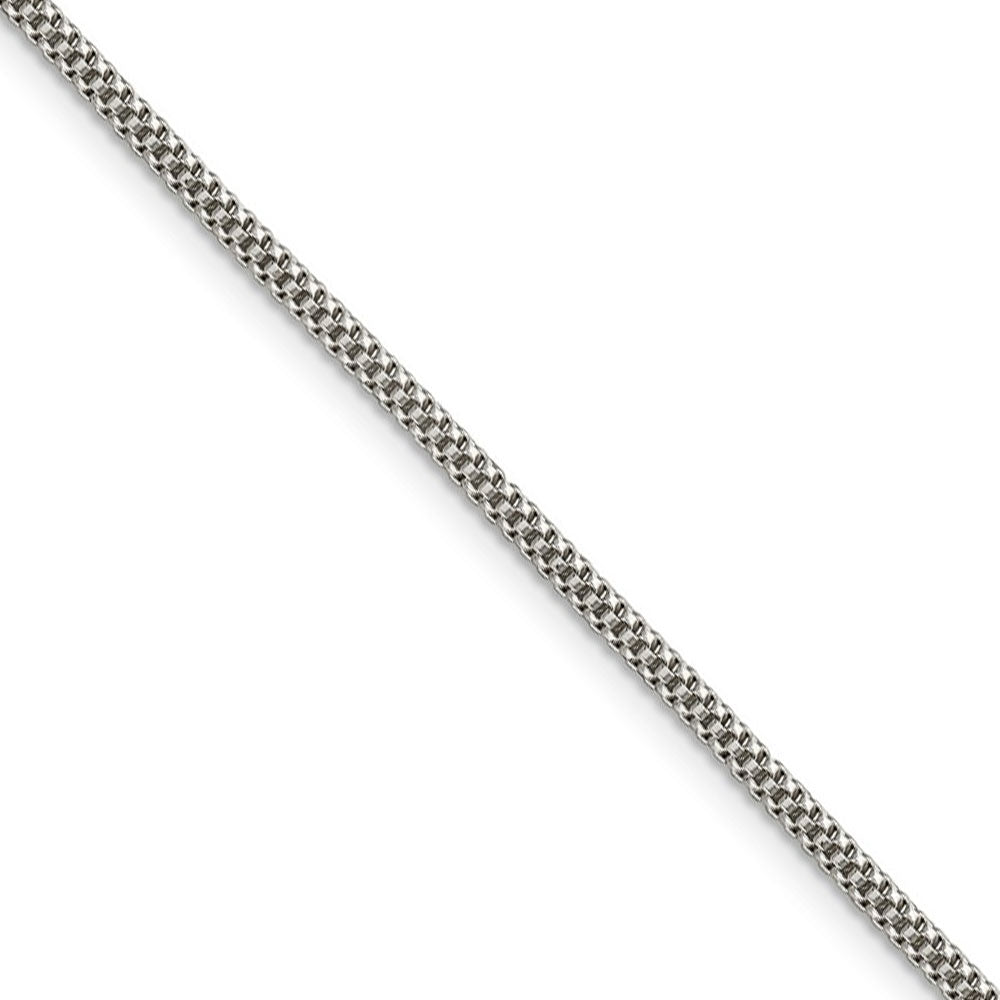 2mm, Sterling Silver Fancy Round Box Chain Necklace