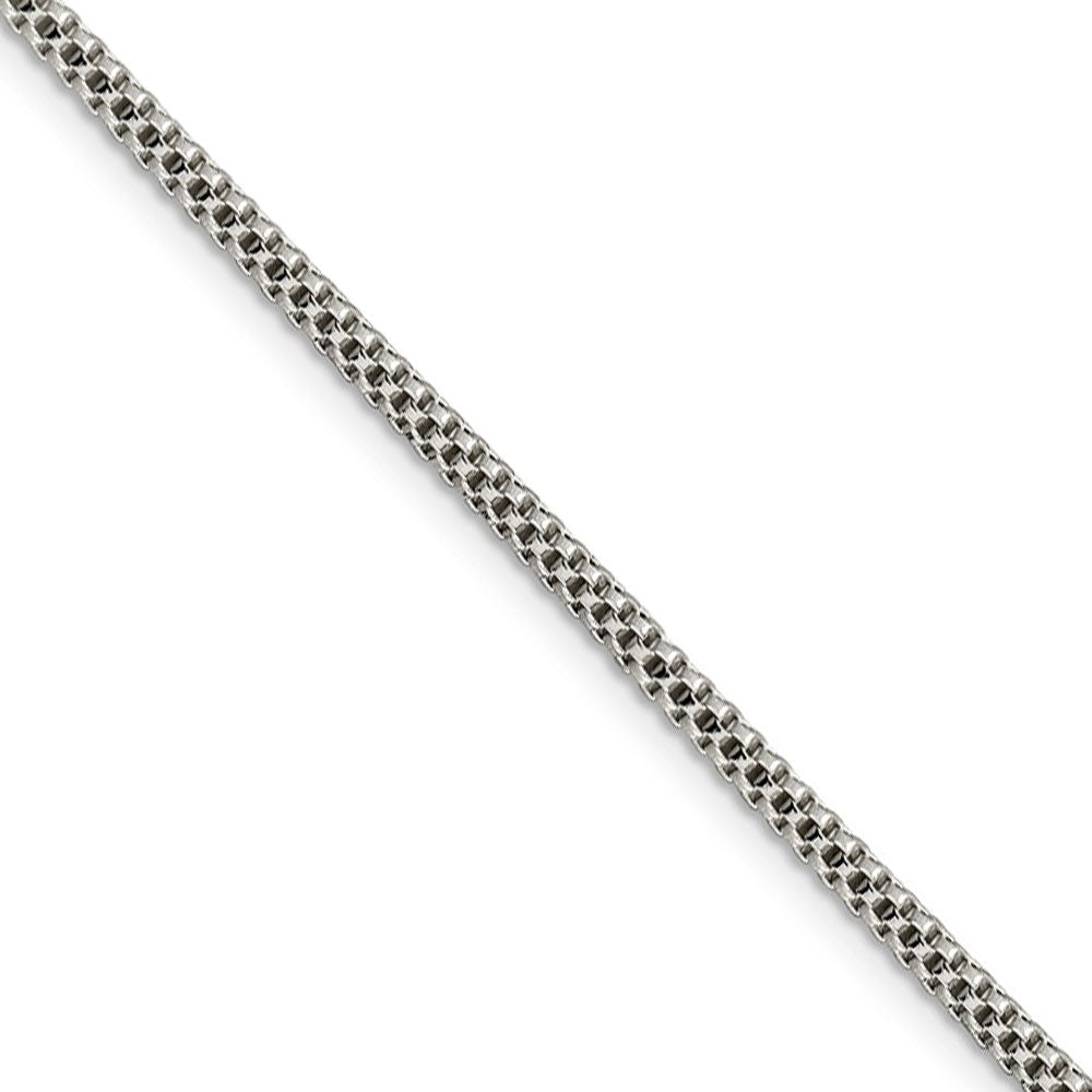 2.4mm, Sterling Silver Fancy Box Chain Necklace, Item C8926 by The Black Bow Jewelry Co.