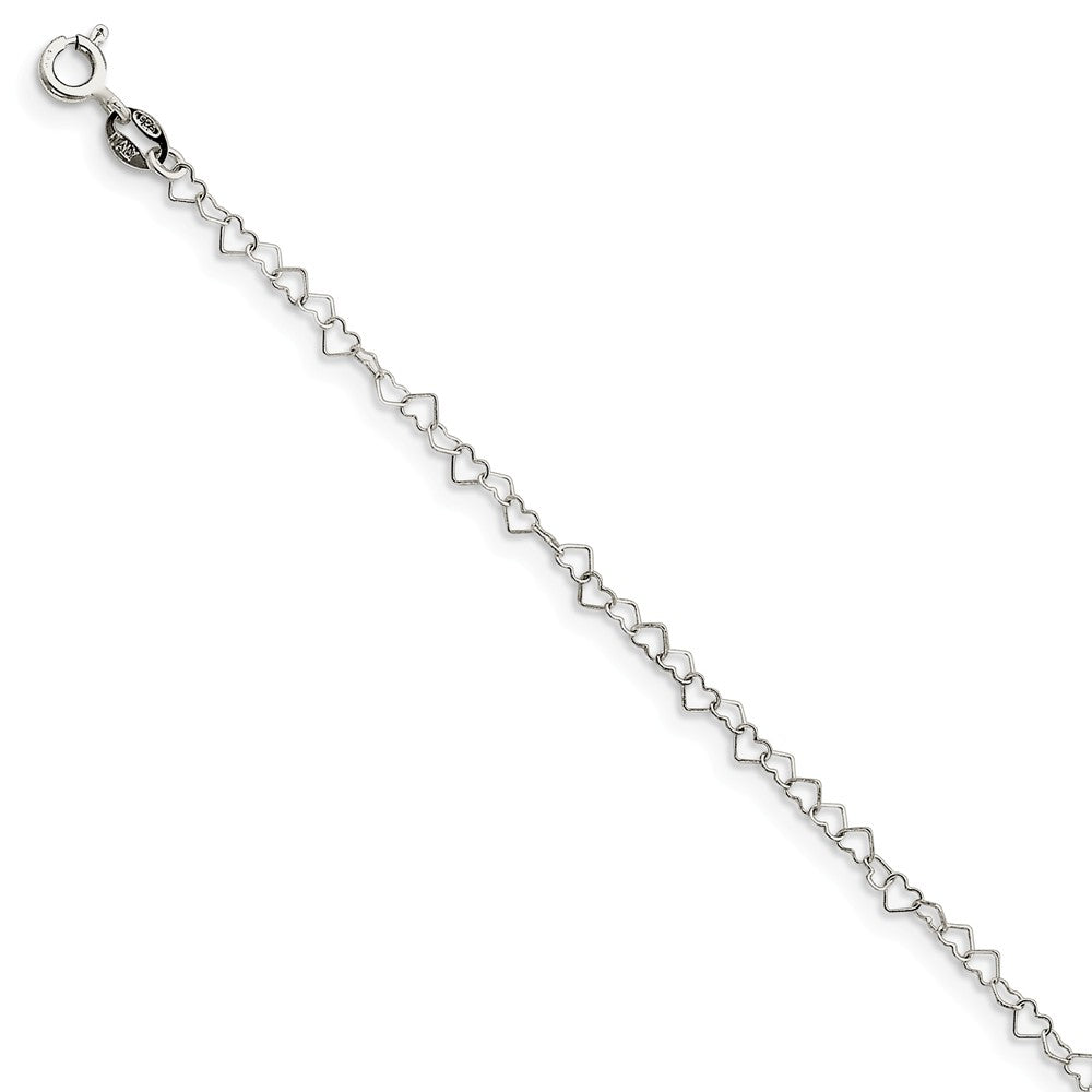3.5mm, Sterling Silver Heart Link Chain Bracelet, 7 Inch, Item C8927-07 by The Black Bow Jewelry Co.