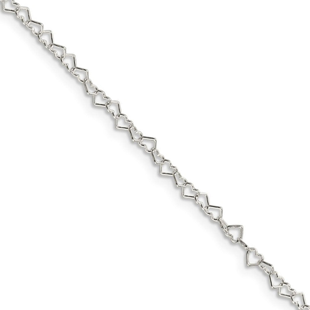 3.5mm, Sterling Silver Heart Link Chain Necklace, Item C8927 by The Black Bow Jewelry Co.