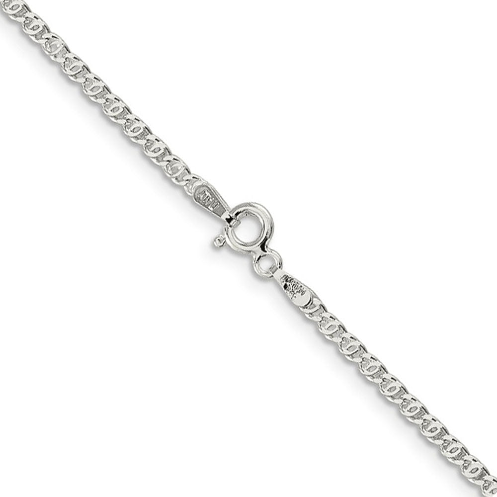 Alternate view of the 2mm, Sterling Silver Fancy Solid Anchor Chain Anklet or Bracelet by The Black Bow Jewelry Co.