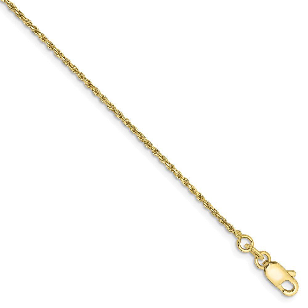 1.2mm 10k Yellow Gold Diamond Cut Solid Rope Chain Bracelet