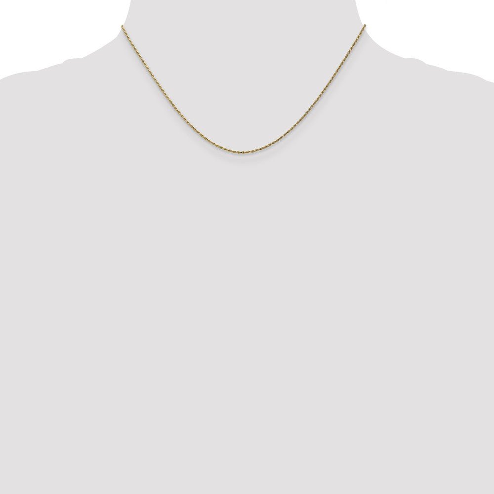 Alternate view of the 1.2mm 10k Yellow Gold Diamond Cut Solid Rope Chain Necklace by The Black Bow Jewelry Co.