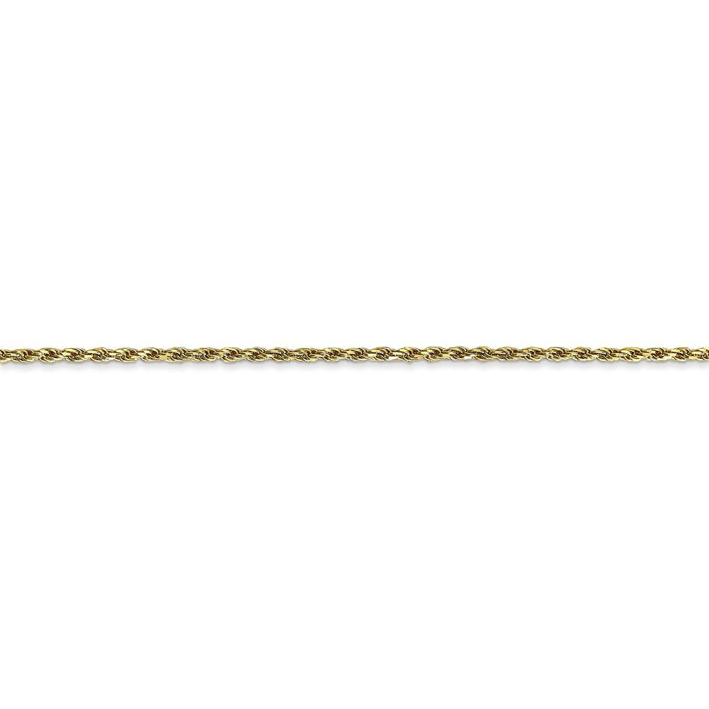 Alternate view of the 1.3mm 10k Yellow Gold Diamond Cut Solid Rope Chain Anklet or Bracelet by The Black Bow Jewelry Co.