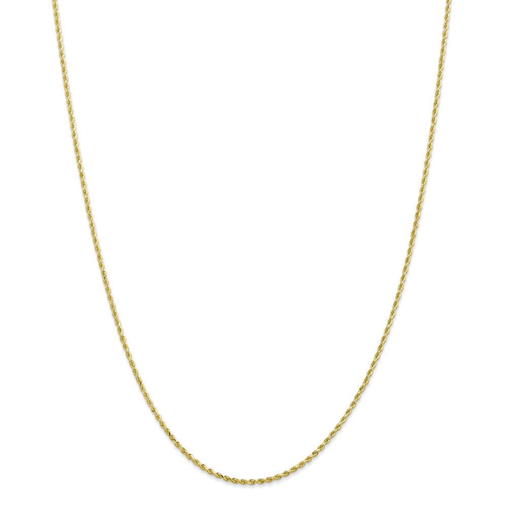 Alternate view of the 1.5mm, 10k Yellow Gold Diamond Cut Solid Rope Chain Necklace by The Black Bow Jewelry Co.