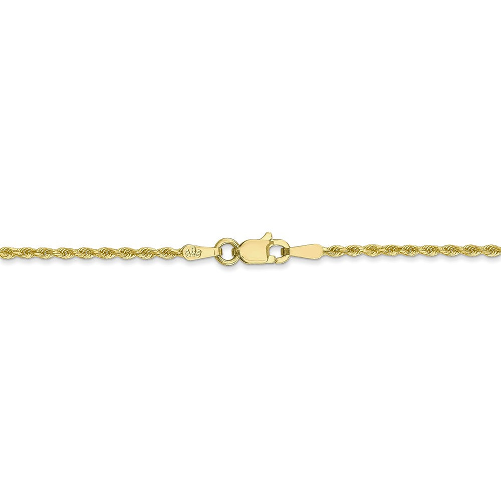 Alternate view of the 1.5mm, 10k Yellow Gold Diamond Cut Solid Rope Chain Necklace by The Black Bow Jewelry Co.