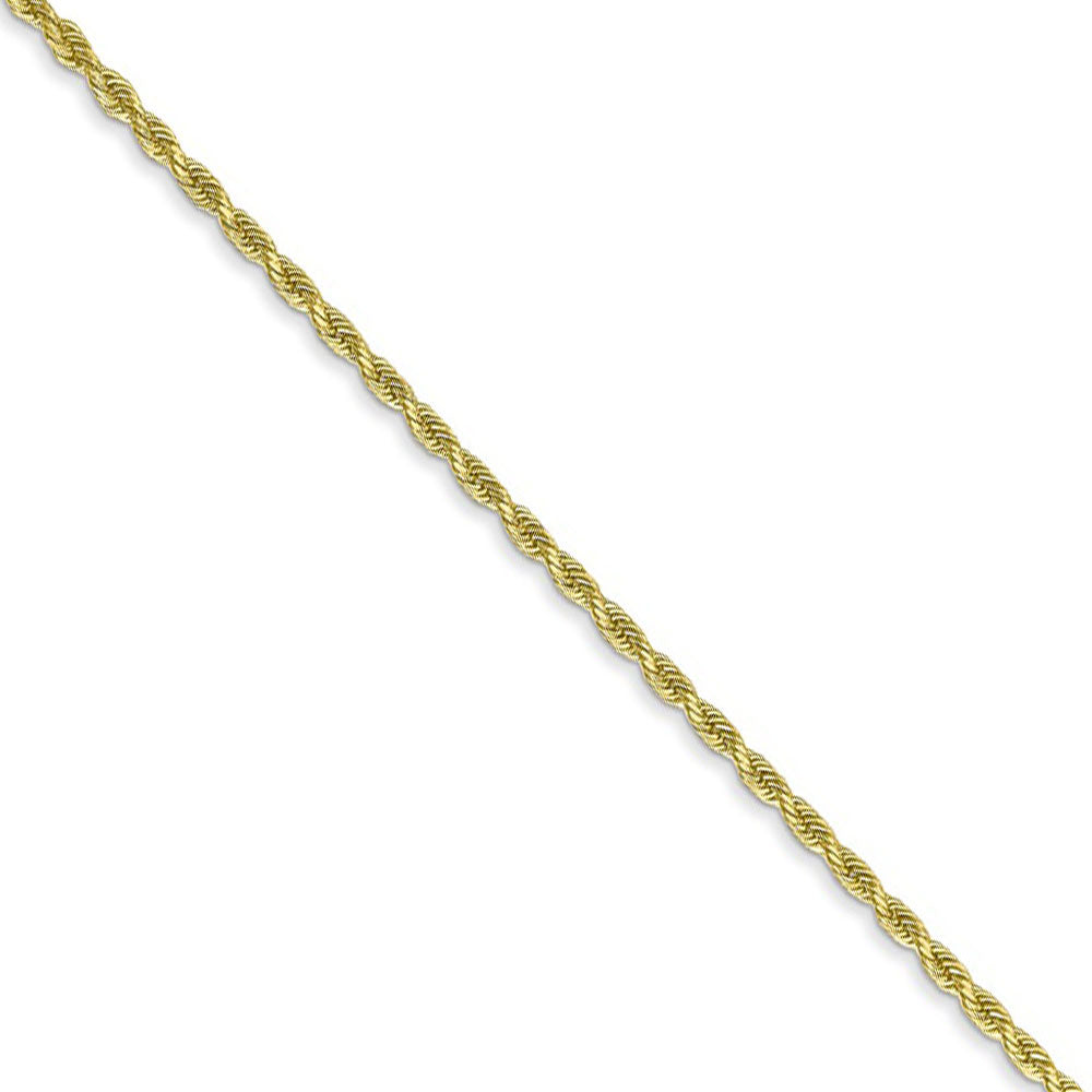1.5mm, 10k Yellow Gold Diamond Cut Solid Rope Chain Necklace