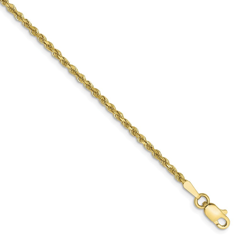 1.75mm, 10k Yellow Gold Diamond Cut Solid Rope Chain Bracelet, Item C8951-B by The Black Bow Jewelry Co.