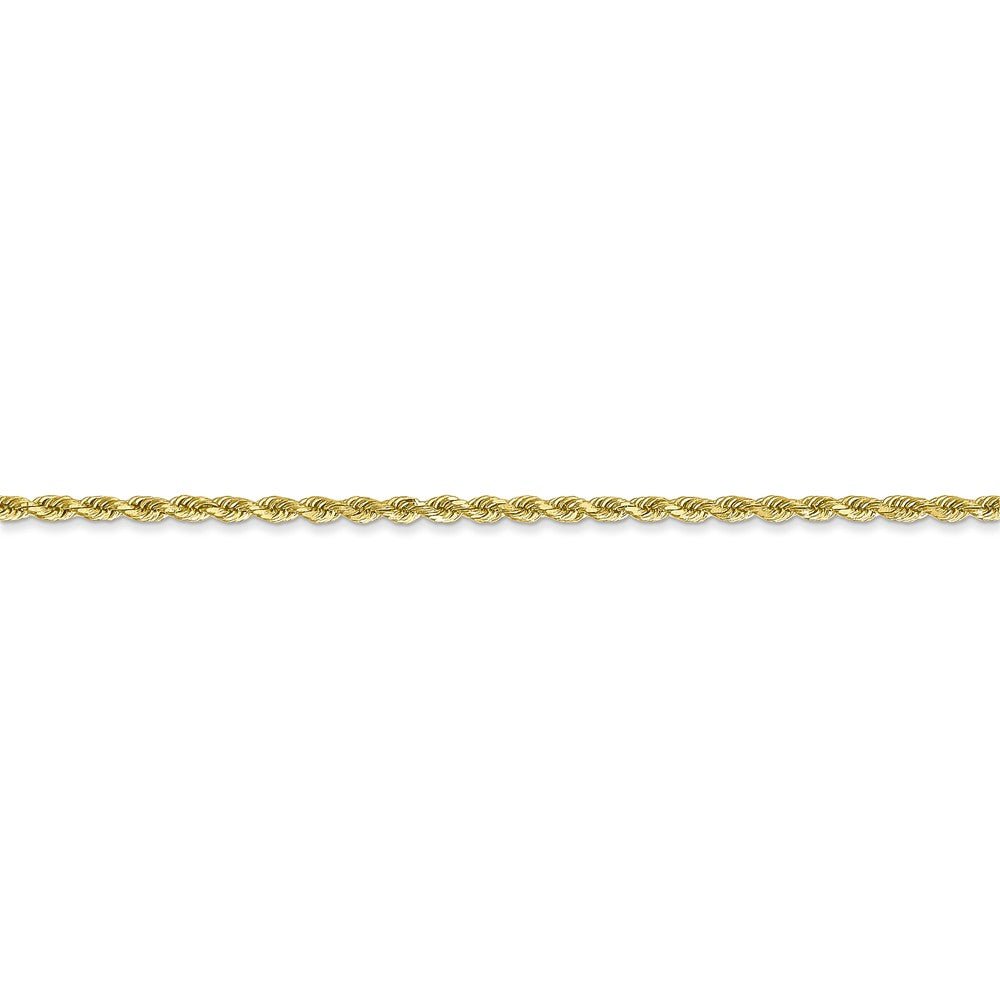 Alternate view of the 1.75mm, 10k Yellow Gold Diamond Cut Solid Rope Chain Bracelet by The Black Bow Jewelry Co.