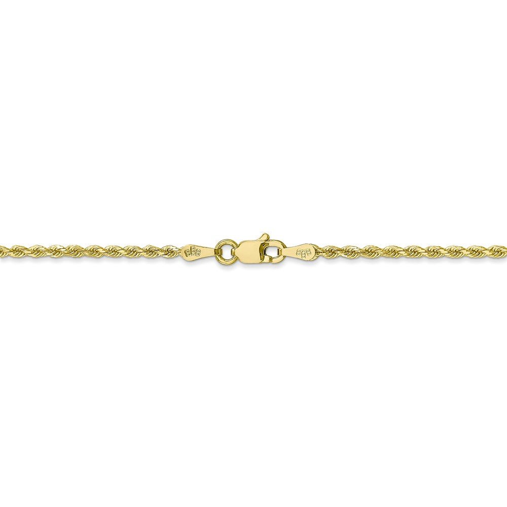 Alternate view of the 1.75mm, 10k Yellow Gold Diamond Cut Solid Rope Chain Bracelet by The Black Bow Jewelry Co.