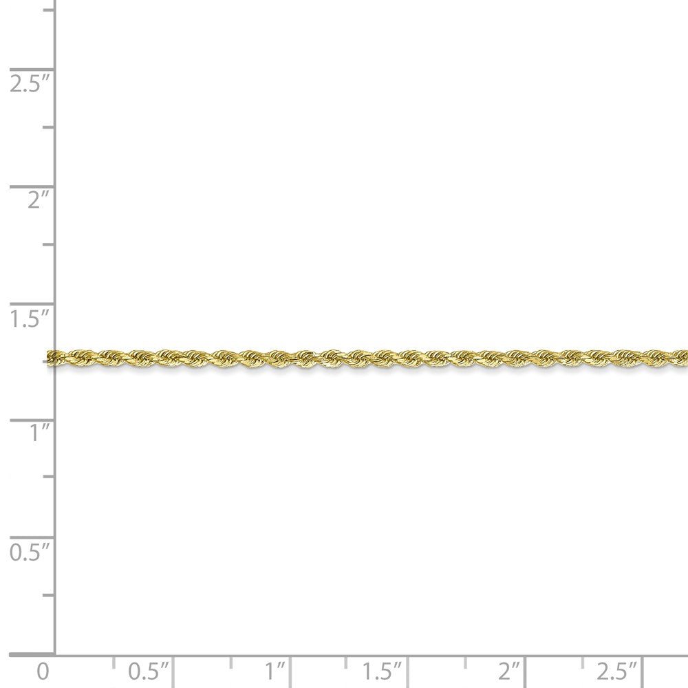 Alternate view of the 1.75mm, 10k Yellow Gold Diamond Cut Solid Rope Chain Bracelet by The Black Bow Jewelry Co.