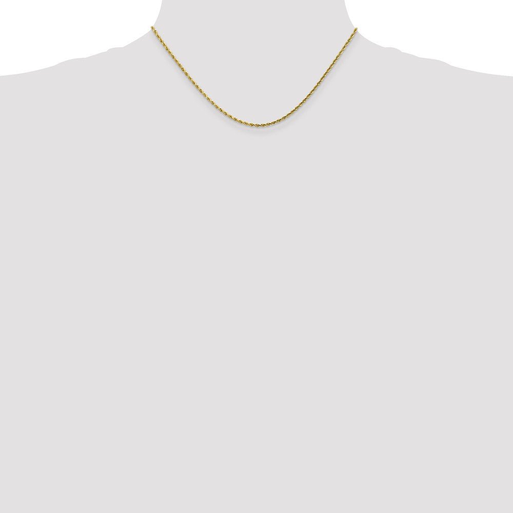 Alternate view of the 1.75mm, 10k Yellow Gold Diamond Cut Solid Rope Chain Necklace by The Black Bow Jewelry Co.