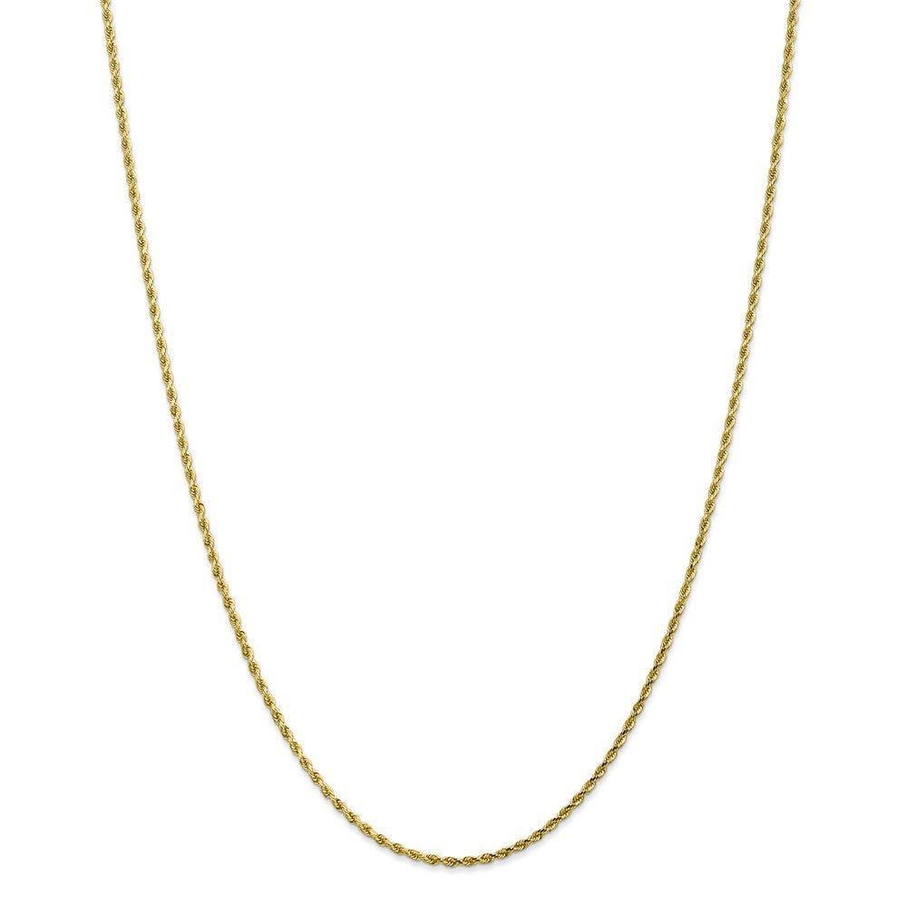 Alternate view of the 1.75mm, 10k Yellow Gold Diamond Cut Solid Rope Chain Necklace by The Black Bow Jewelry Co.
