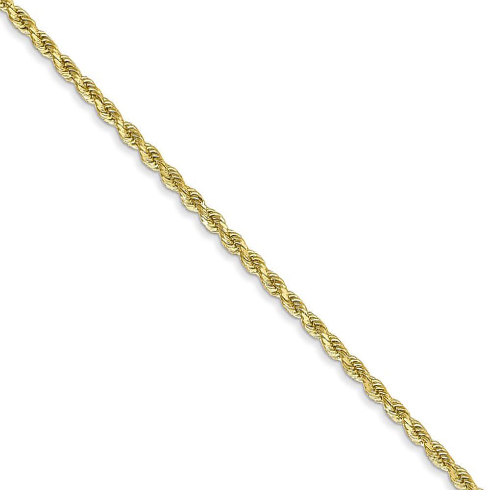1.75mm, 10k Yellow Gold Diamond Cut Solid Rope Chain Necklace