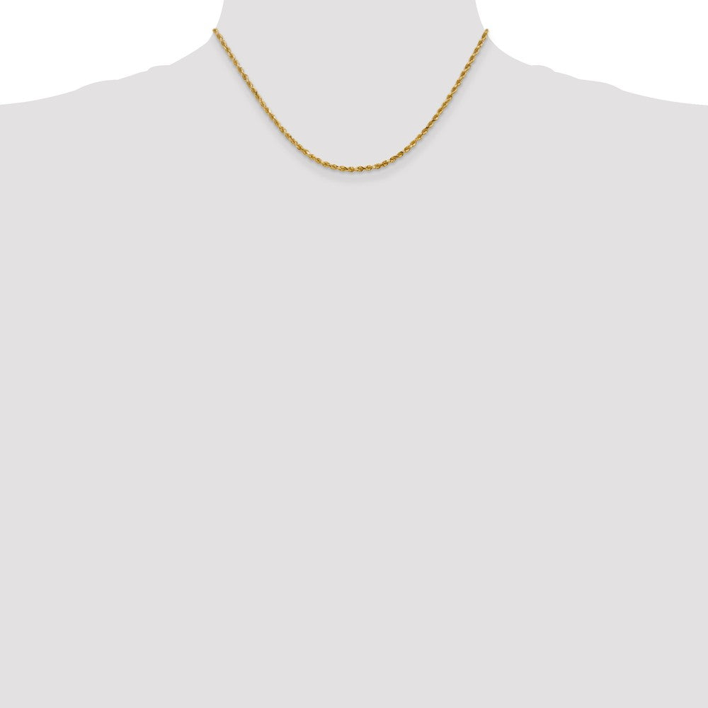 Alternate view of the 2.25mm 10k Yellow Gold Diamond Cut Solid Rope Chain Necklace by The Black Bow Jewelry Co.