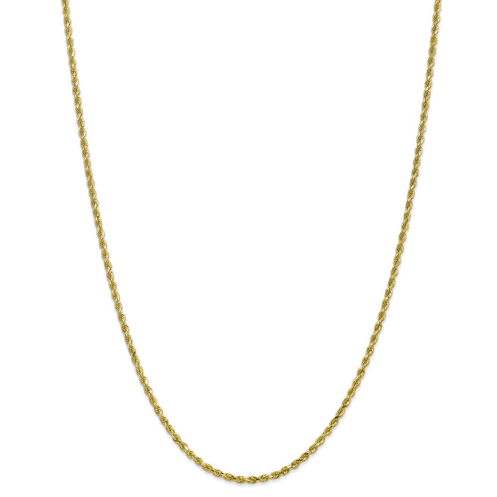 Alternate view of the 2.25mm 10k Yellow Gold Diamond Cut Solid Rope Chain Necklace by The Black Bow Jewelry Co.