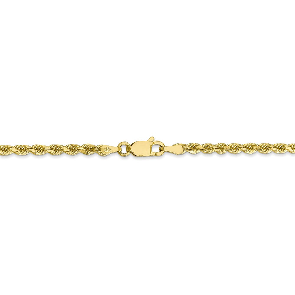 Alternate view of the 2.75mm 10k Yellow Gold Diamond Cut Solid Rope Chain Anklet or Bracelet by The Black Bow Jewelry Co.