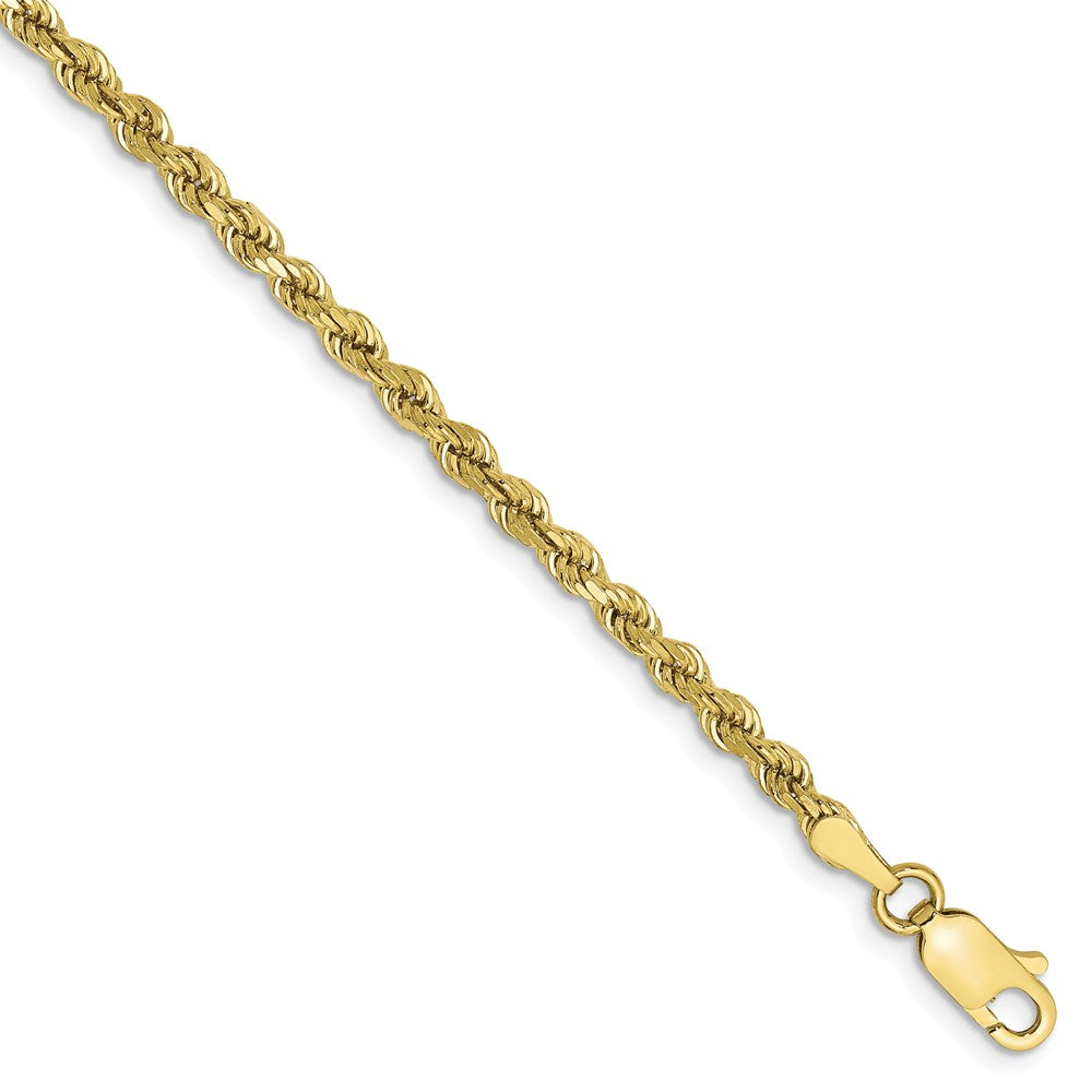 2.75mm 10k Yellow Gold Diamond Cut Solid Rope Chain Anklet or Bracelet