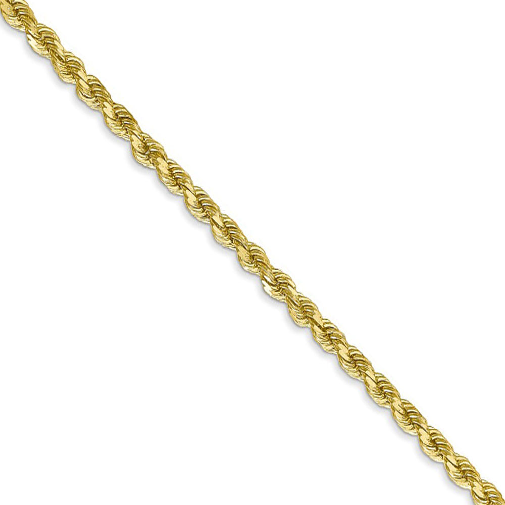 2.75mm 10k Yellow Gold Diamond Cut Solid Rope Chain Necklace