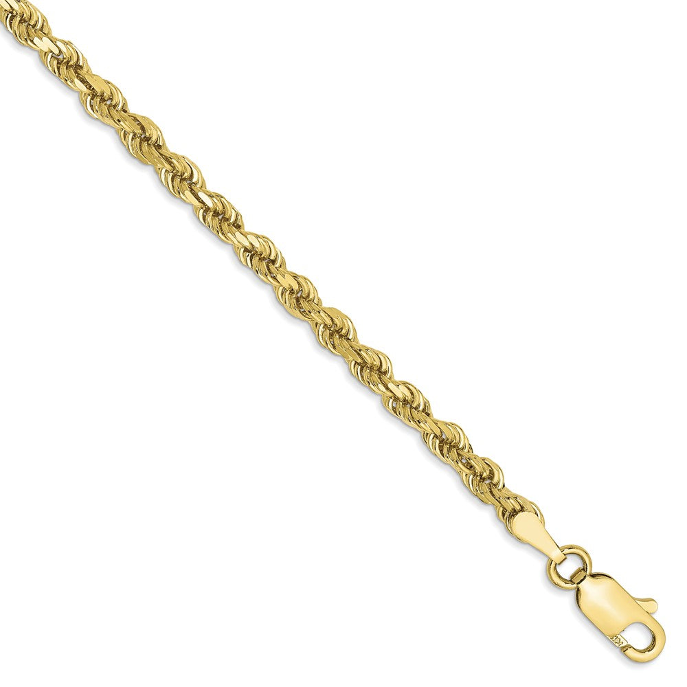 3.25mm 10k Yellow Gold Diamond Cut Solid Rope Chain Anklet or Bracelet, Item C8955-B by The Black Bow Jewelry Co.