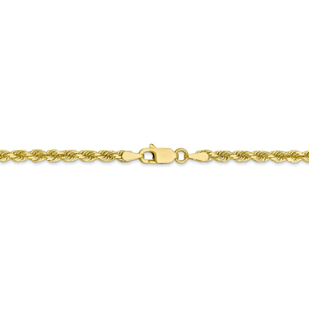 Alternate view of the 3.25mm 10k Yellow Gold Diamond Cut Solid Rope Chain Anklet or Bracelet by The Black Bow Jewelry Co.