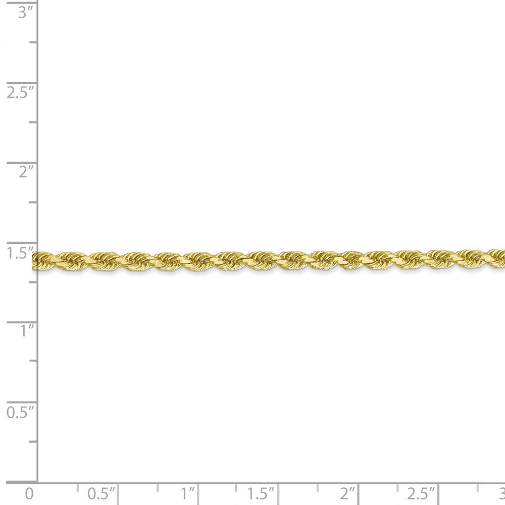 Alternate view of the 3.25mm 10k Yellow Gold Diamond Cut Solid Rope Chain Anklet or Bracelet by The Black Bow Jewelry Co.