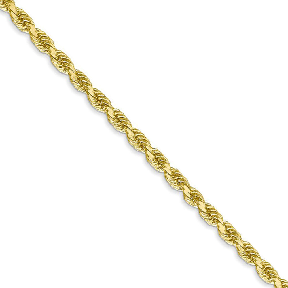 3.25mm, 10k Yellow Gold Diamond Cut Solid Rope Chain Necklace