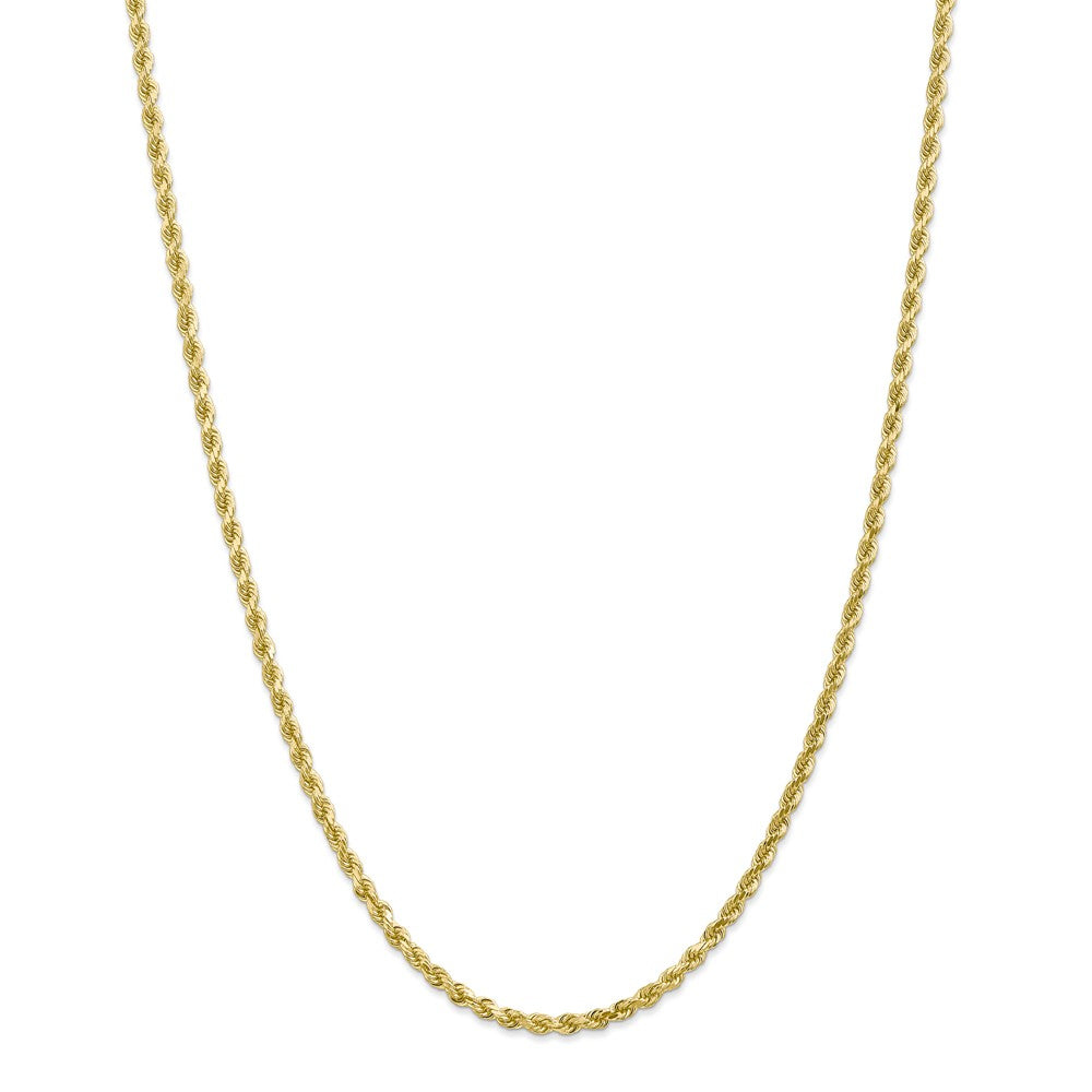 Alternate view of the 3.25mm, 10k Yellow Gold Diamond Cut Solid Rope Chain Necklace by The Black Bow Jewelry Co.