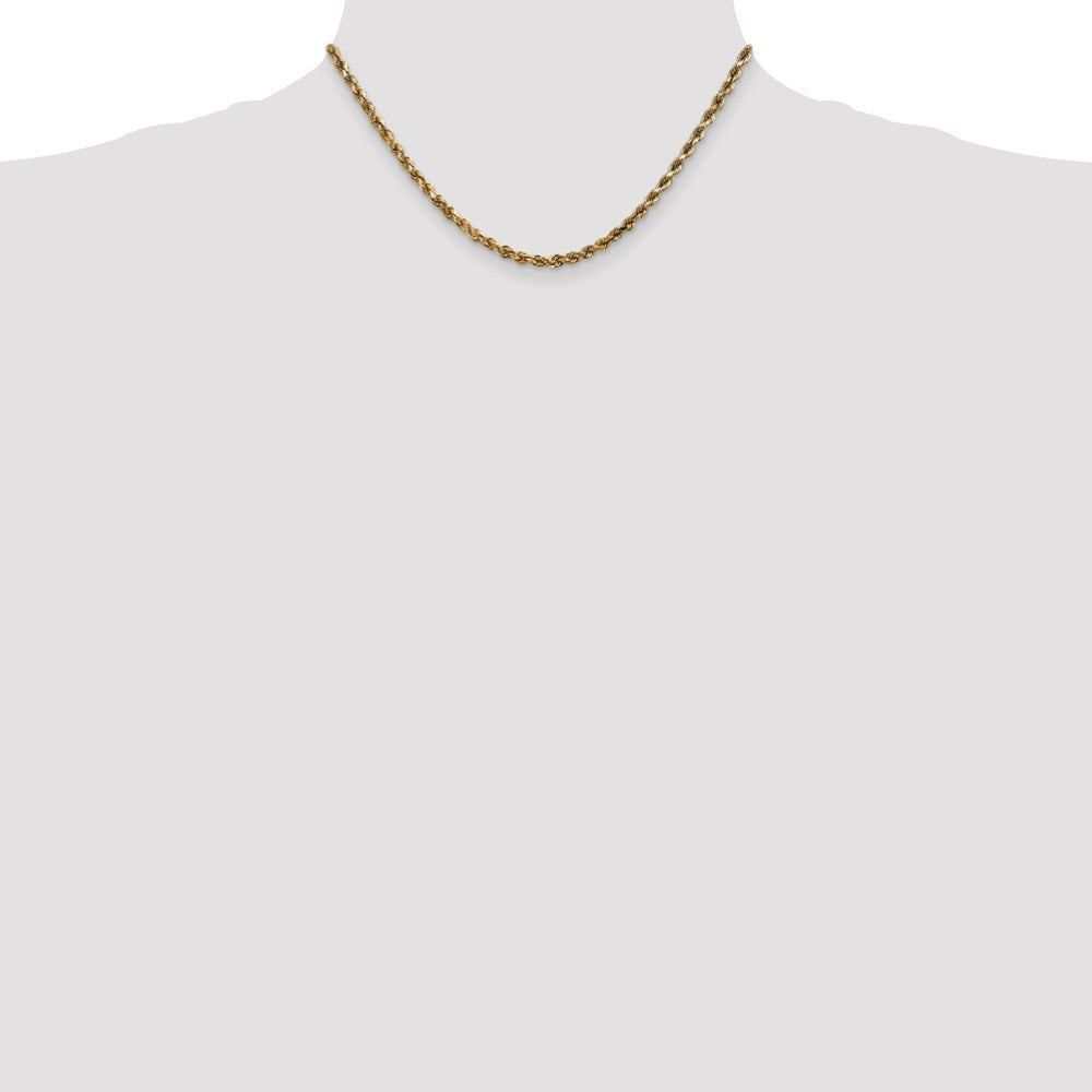 Alternate view of the 3.5mm, 10k Yellow Gold Diamond Cut Solid Rope Chain Necklace by The Black Bow Jewelry Co.