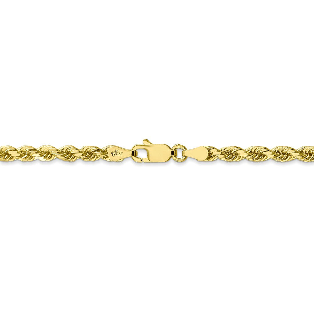 Alternate view of the 3.5mm, 10k Yellow Gold Diamond Cut Solid Rope Chain Necklace by The Black Bow Jewelry Co.
