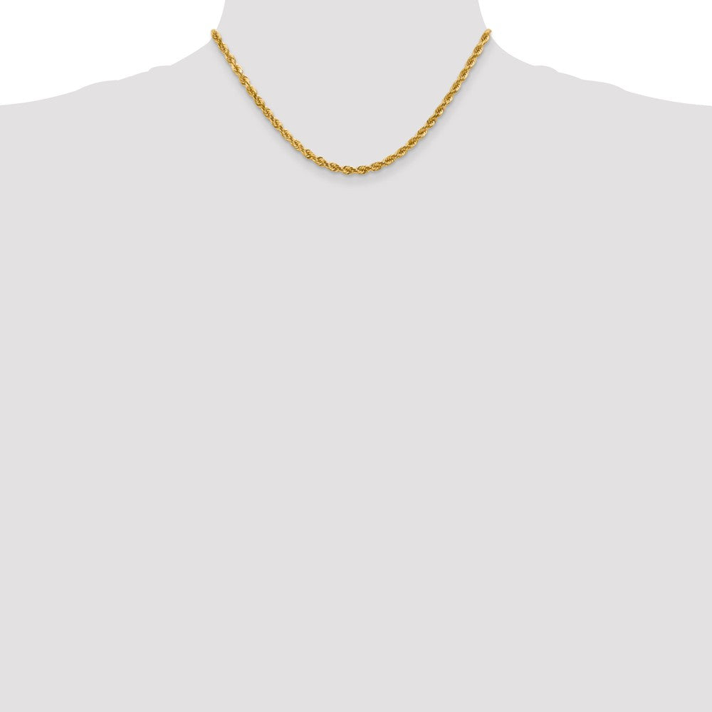 Alternate view of the 4mm 10k Yellow Gold Diamond-Cut Solid Rope Chain Necklace by The Black Bow Jewelry Co.