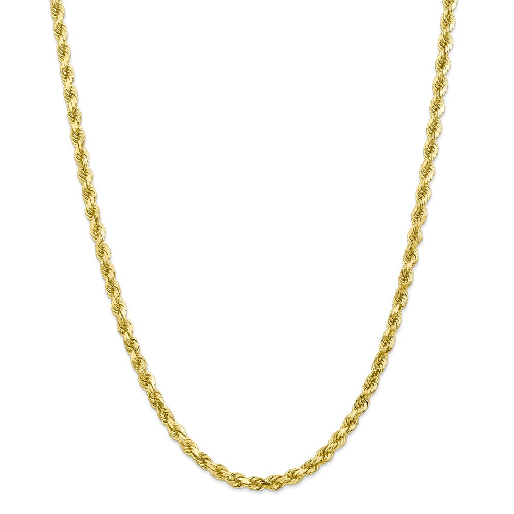 Alternate view of the Men&#39;s 5mm, 10k Yellow Gold Diamond Cut Solid Rope Chain Necklace by The Black Bow Jewelry Co.