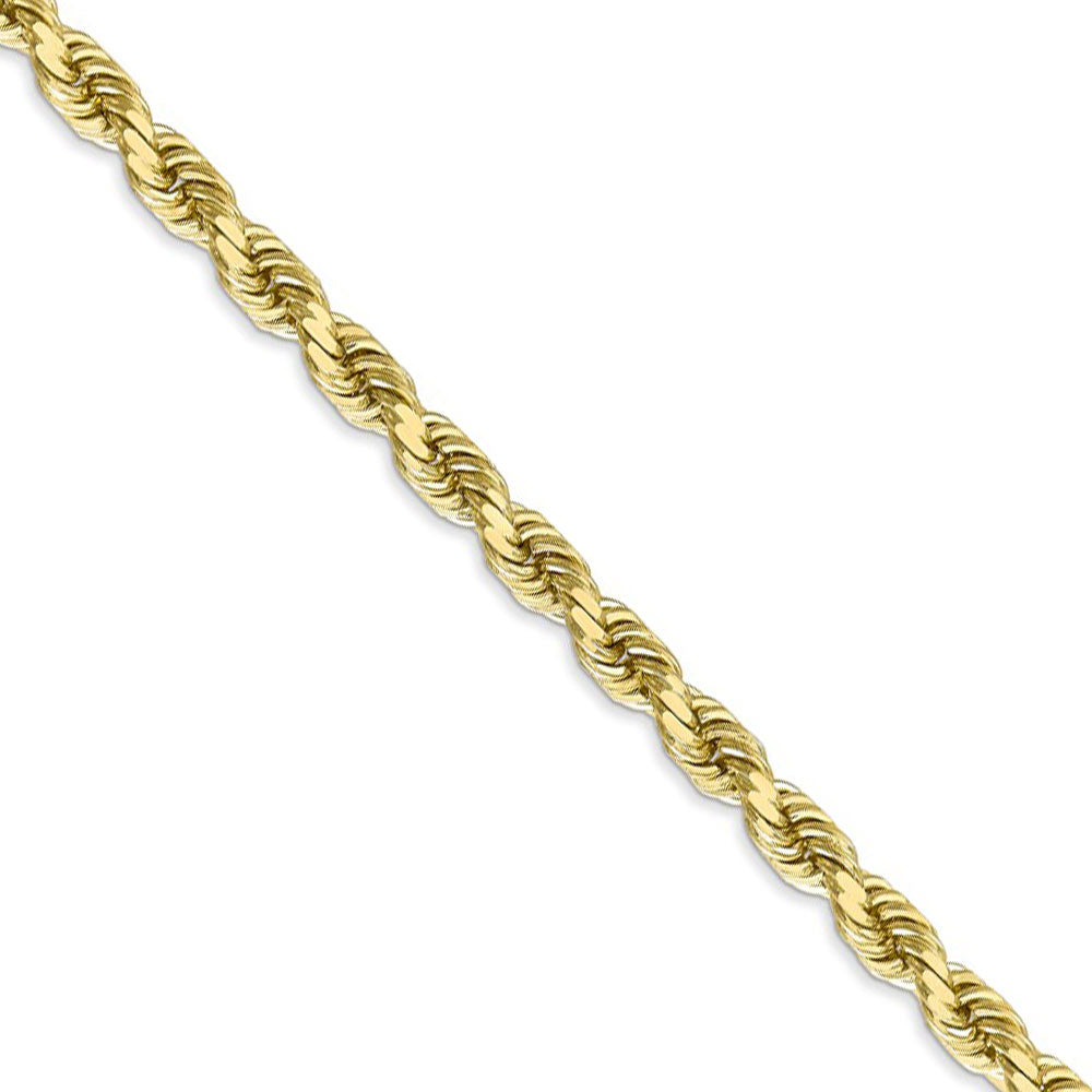 Men&#39;s 5mm, 10k Yellow Gold Diamond Cut Solid Rope Chain Necklace
