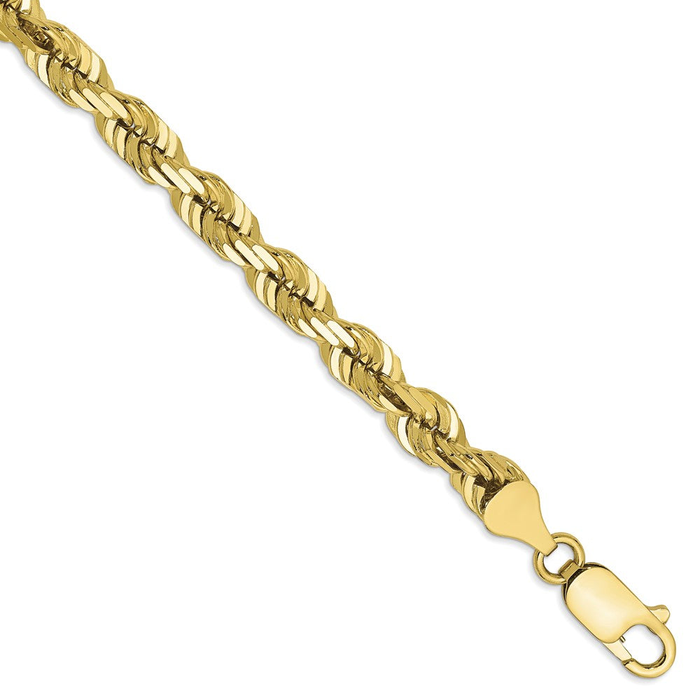 Men&#39;s 6mm 10k Yellow Gold Diamond Cut Solid Rope Chain Bracelet