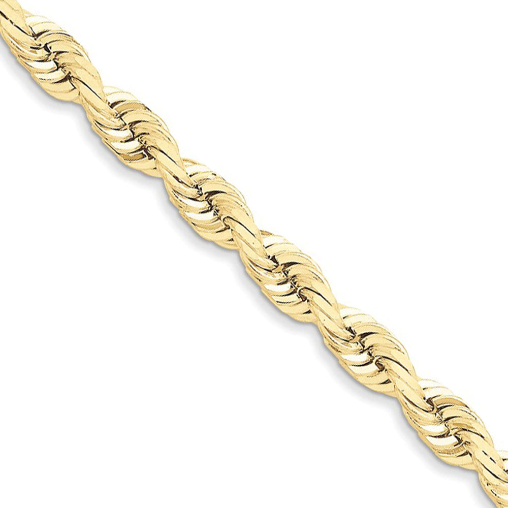 Men&#39;s 7mm 10k Yellow Gold Diamond Cut Solid Rope Chain Bracelet