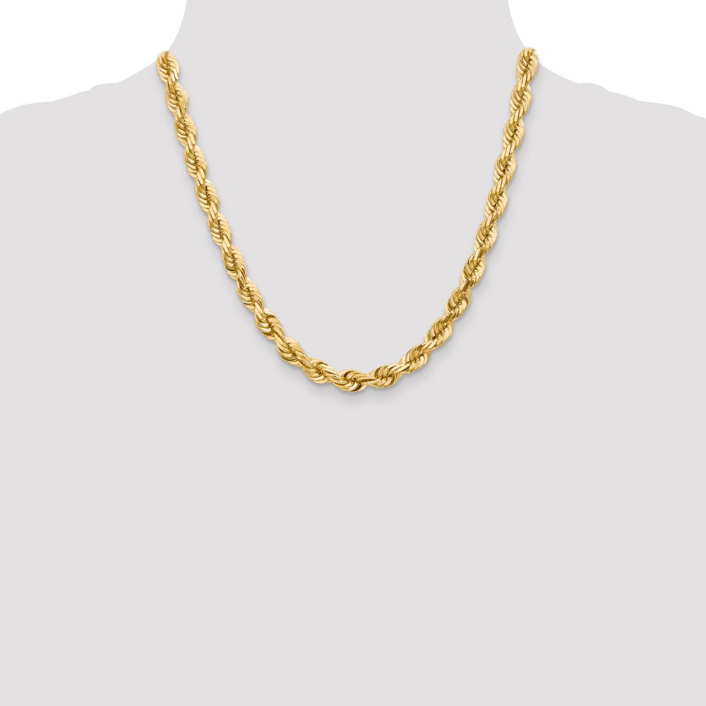 Alternate view of the Men&#39;s 7mm 10k Yellow Gold Diamond Cut Solid Rope Chain Necklace by The Black Bow Jewelry Co.