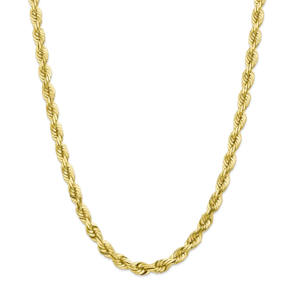 Alternate view of the Men&#39;s 7mm 10k Yellow Gold Diamond Cut Solid Rope Chain Necklace by The Black Bow Jewelry Co.
