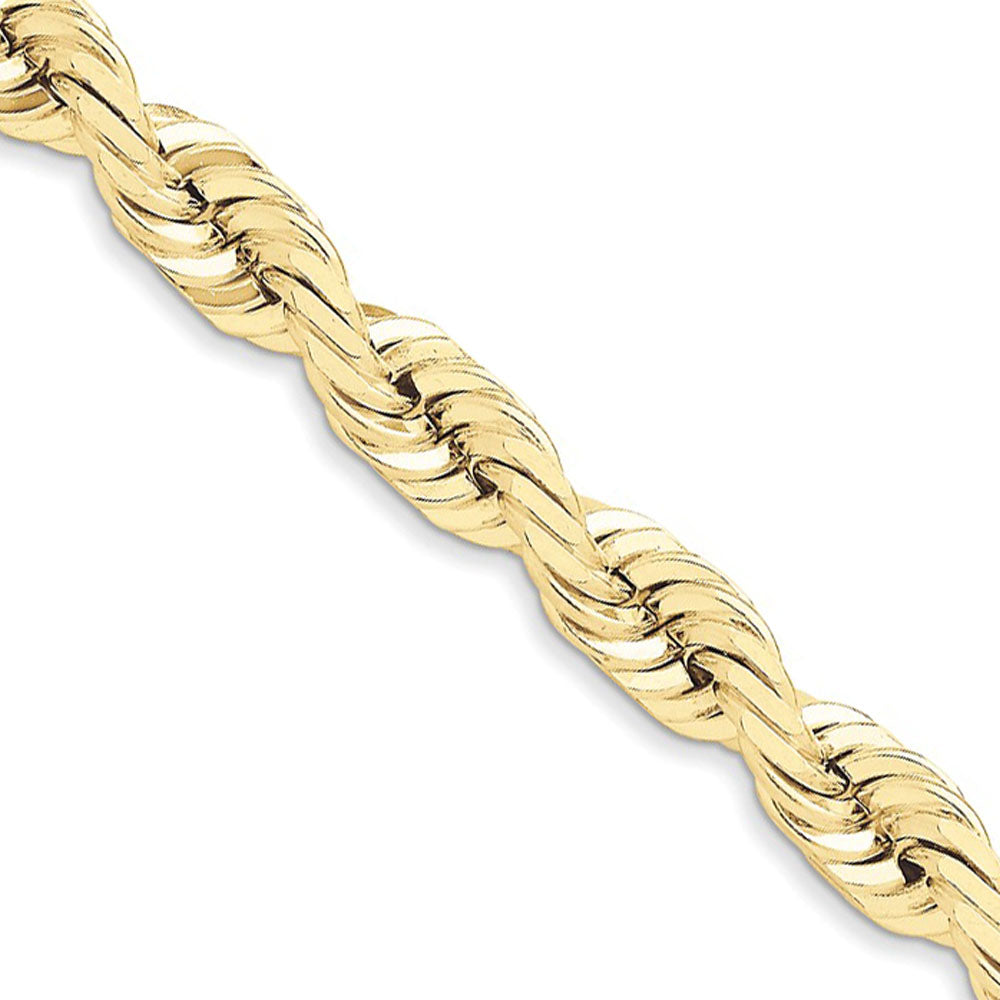 Men&#39;s 10mm 10k Yellow Gold Diamond Cut Solid Rope Chain Bracelet