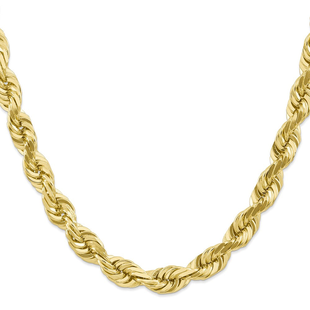 Alternate view of the Men&#39;s 10mm 10k Yellow Gold Diamond Cut Solid Rope Chain Necklace by The Black Bow Jewelry Co.