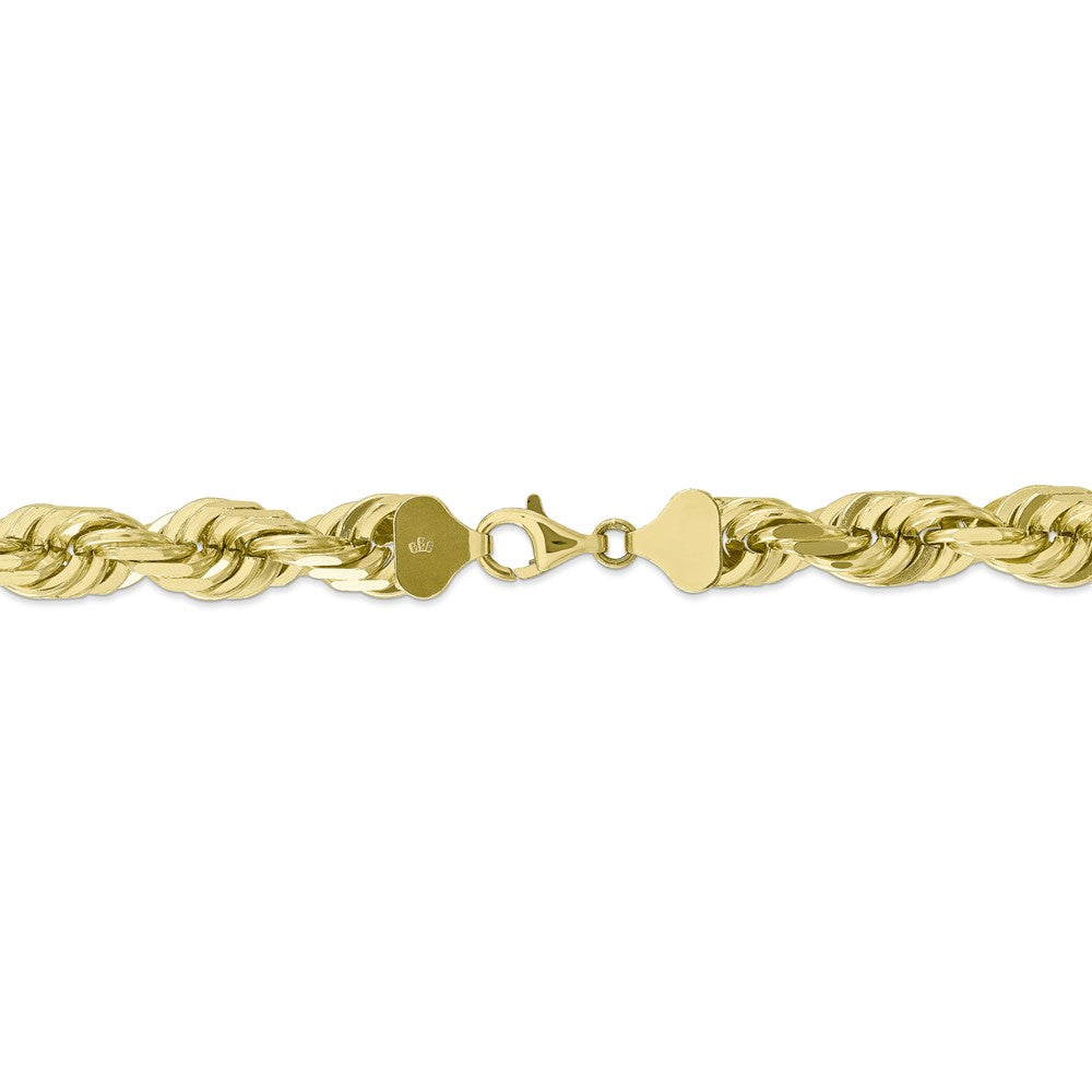 Alternate view of the Men&#39;s 10mm 10k Yellow Gold Diamond Cut Solid Rope Chain Necklace by The Black Bow Jewelry Co.