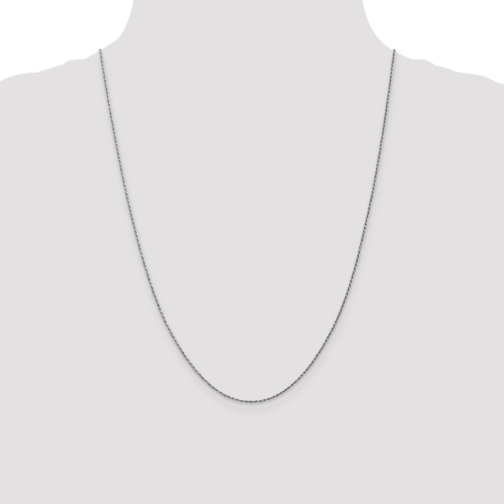 Alternate view of the 1.2mm, 10k White Gold Diamond Cut Solid Rope Chain Necklace by The Black Bow Jewelry Co.