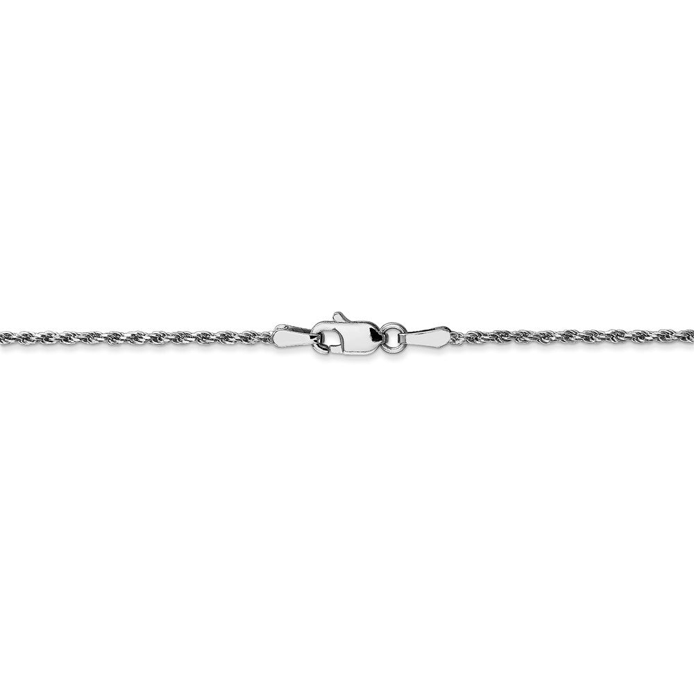 Alternate view of the 1.3mm, 10k White Gold Diamond Cut Solid Rope Chain Necklace by The Black Bow Jewelry Co.
